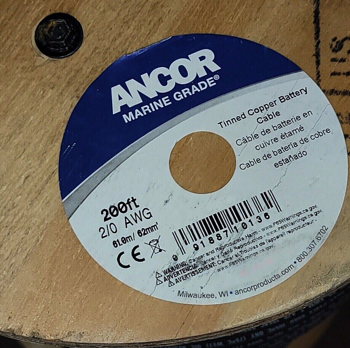 2/0 Awg Gauge Black Ancor Marine Cable Tinned Copper Boat Battery Cable