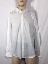 Men's NWT Calvin Klein Slim-Fit White Cotton Long Sleeve Button Shirt Size L