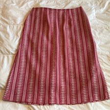 Vintage Midi A Line Polyester Red White Striped Skirt Size Medium