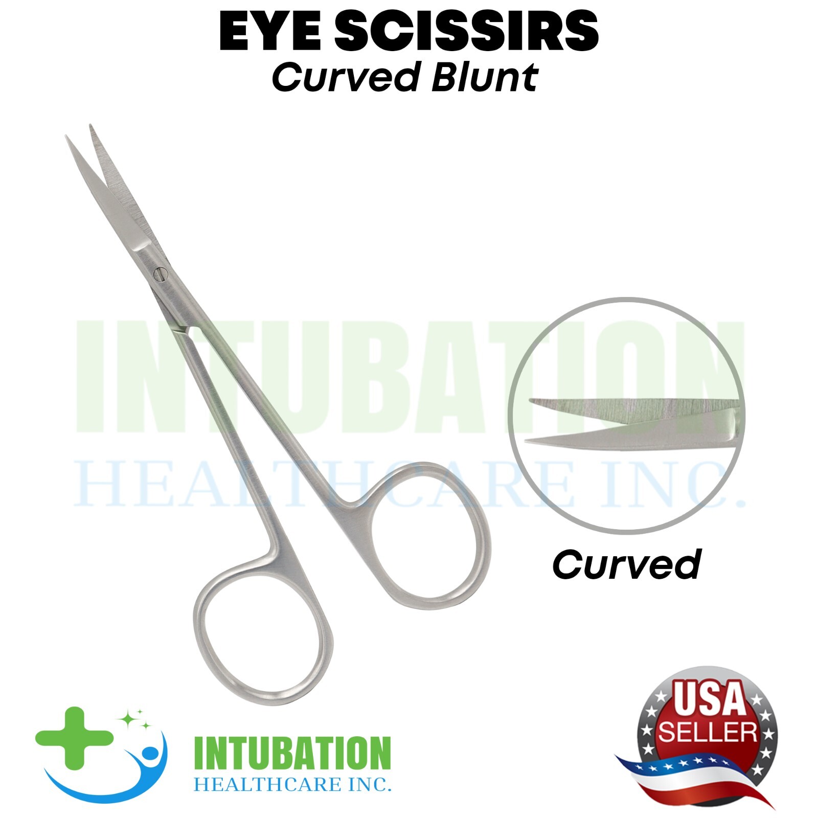 Premium Curved Blunt Eye Scissors 11.5cm for Ophthalmic Surgery-image