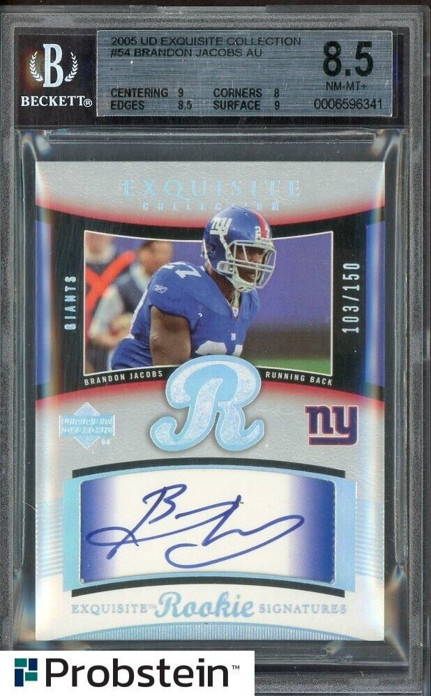 Brandon Jacobs UD Exquisite Collection #54 Autograph