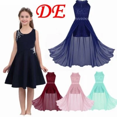 DE Mädchen Ärmello Festlich Hochzeit Spitze Strass Partykleid Cocktailkleid