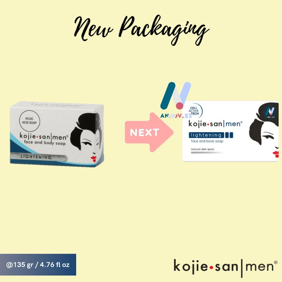 Jabón corporal aclarador facial ácido kójico manchas oscuras poros hidratados 2x 135 g KOJIE SAN MEN Foto 2 de 4