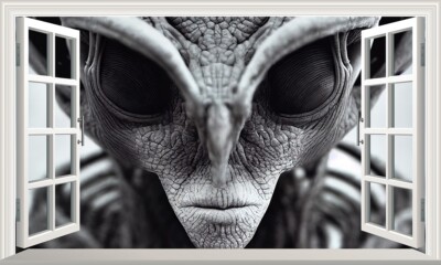 Alien Grey Reptilian Greys Magic Fenster selbstklebender Aufkleber Abziehbild Druck Poster