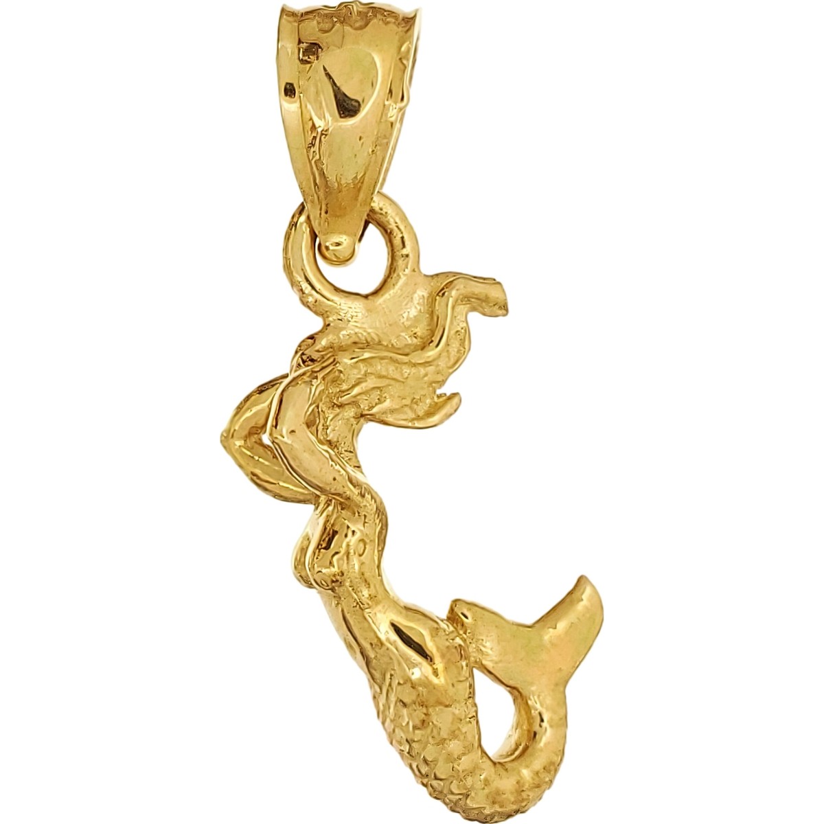 14K Gold Mermaid Pendant Charm Nautical 15mm Jewelry