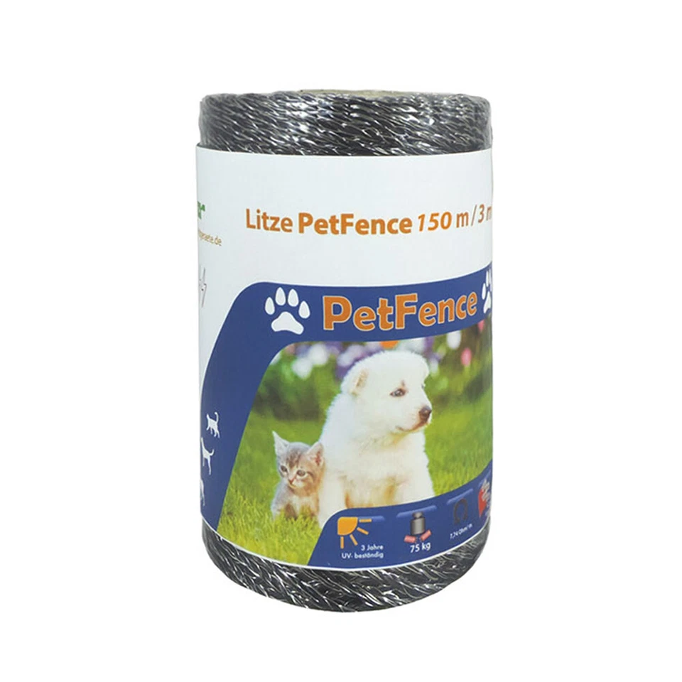FENCEMASTER Elektrozaun Litze 150m PetFence Weidezaun Elektrozaun Hundezaun Katzen Zaun