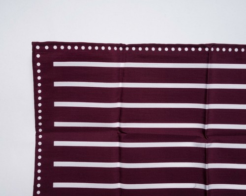 Brunello Cucinelli $195 Cotton Pocket Square Barolo Red White Striped Dot Print - Picture 2 of 4