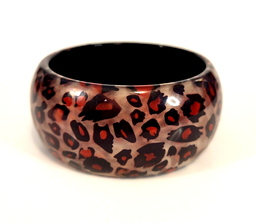 Vintage rot & schwarz Tiermotiv klar Plexiglas Kunststoff breit schwarz Armreif Armband - Bild 6 von 9