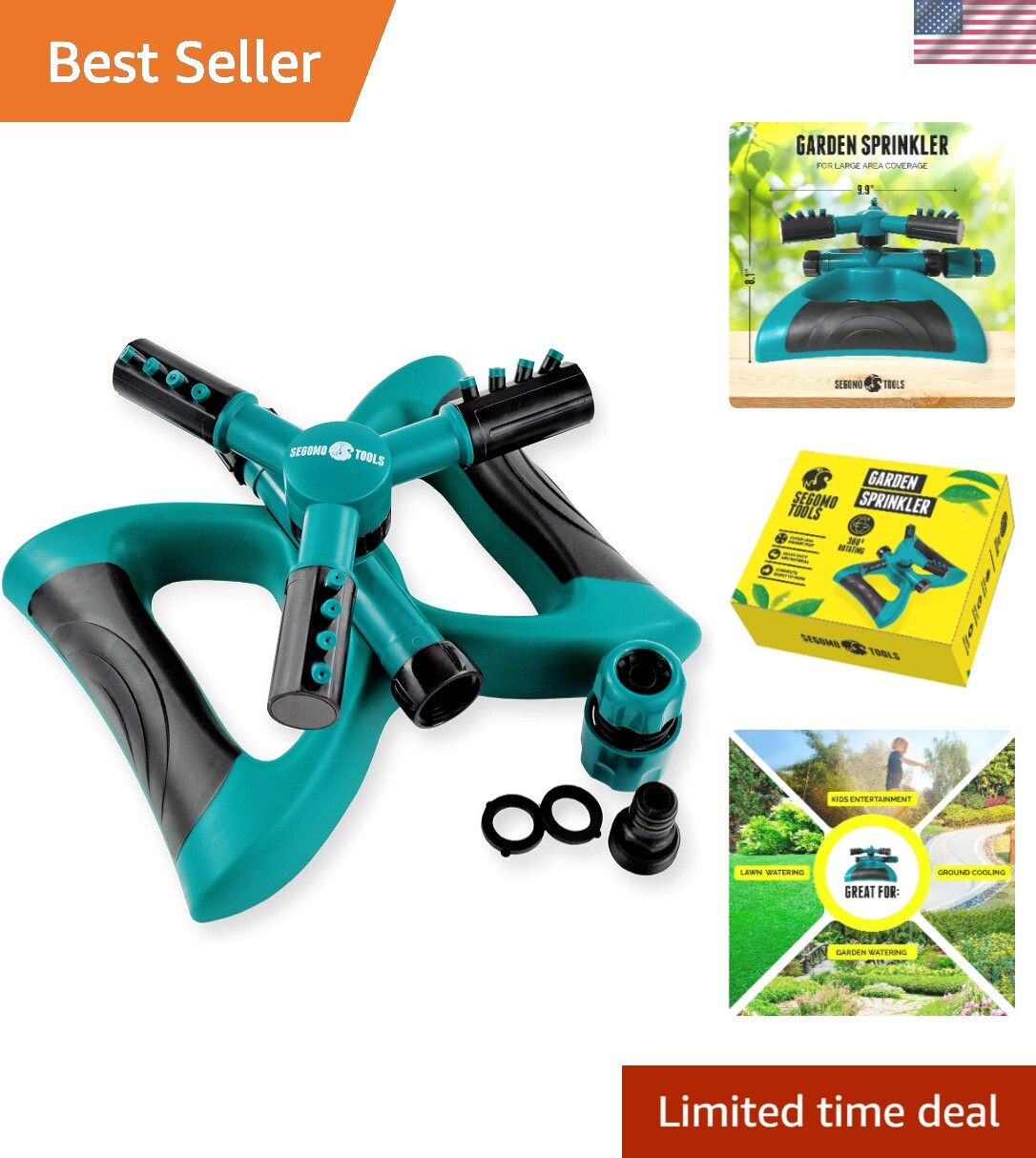 Garden Sprinkler Heavy Duty ABS 360 Degree Rotating Watering System