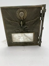 Antique USPO Box Brass Door Flying Eagle Single Combination Lock 6.250in by 5.50