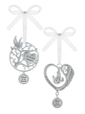 Loving Memory Ornament w/ hanging Charm- 2 Styles to choose from By Ganz ER59799