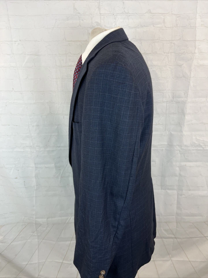 FALL/WINTER Paul Stuart Men's Navy Blue Plaid Cashmere Blazer 43XL $2,195 - Image 4 of 4