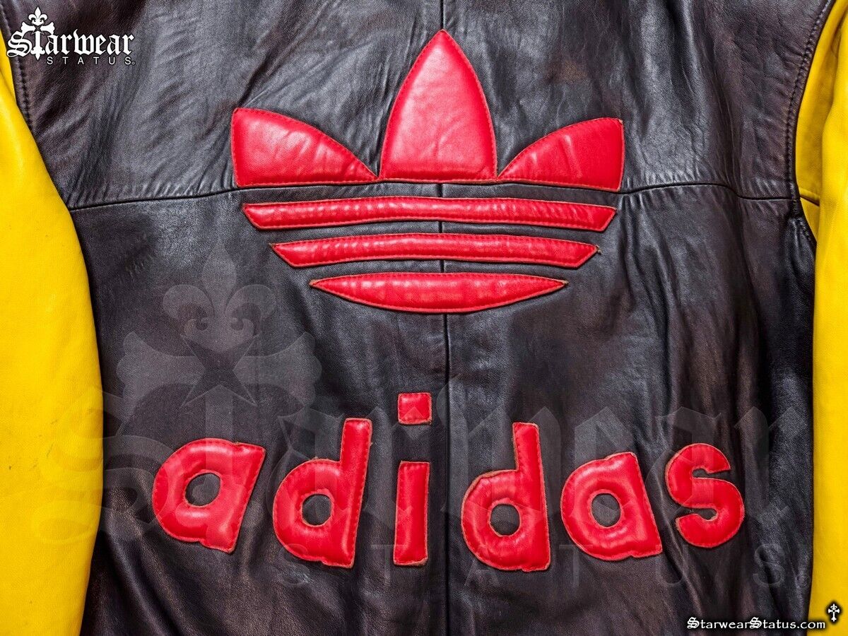 🔥EPIC Vintage 80s DAPPER DAN ADIDAS RUN DMC Celebrity Hip Hop Leather  Jacket L