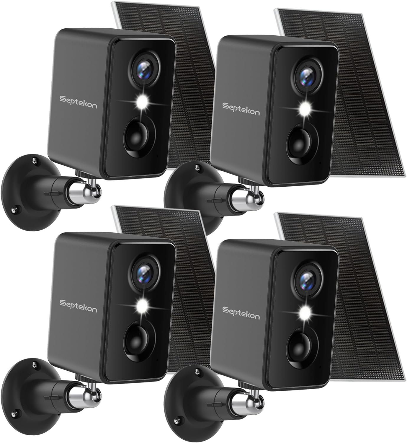 2K Security Cameras Wireless Outdoor 4 Pack, Solar Battery Powered Camera with T