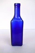 Antique French Cobalt Bottle Deschiens Hémoglobine Syrup Apothecary Collecti"F32