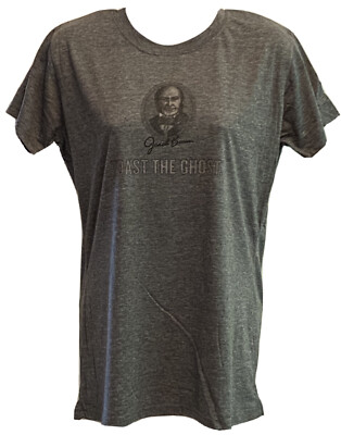 JIM BEAM Women Jr. s Large T-shirt Jacob Toast The Ghost White Whiskey NEW Gray