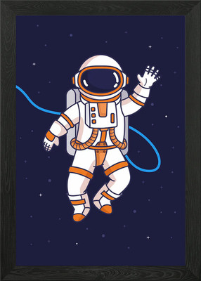 Fliegender Astronaut gerahmtes Wandbild Poster Leinwanddruck Bild