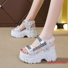Summer Women Rhinestones Sandals Wedge Platform High Heels Pumps Casual Shoes
