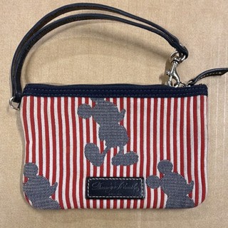 Dooney & Bourke Disney Mickey Mouse Red White Striped Small Wristlet Zip Handbag