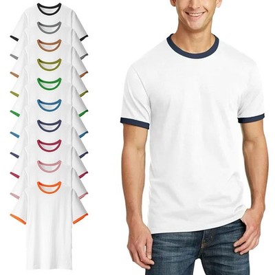 Herren Rundhals T-Shirts Paket Baumwolle Kontrast Ringer Uni Sommer Freizeit Tee Top