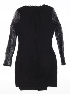 Zara Women's Black Bodycon Lace Sleeve Dress Size 8 | eBay
