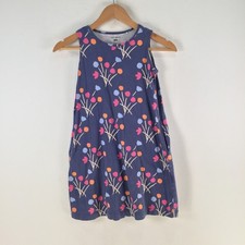 Marimekko uniqlo tank dress 7-8 years navy blue floral sleeveless cotton 124008