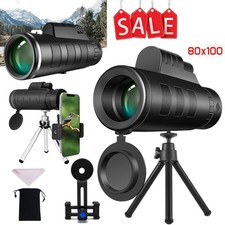 80X100 Super High Power Portable Monocular Telescope Binoculars Hunting Camping