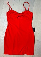 Lulus Red Strappy Cutout Mini Dress Euro Summer Vacation Sundress NWT L