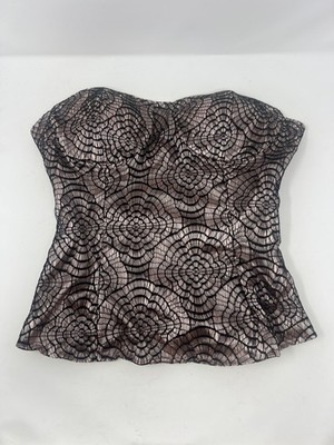 Vtg  Y2K Charlotte Russe Sz M Satin Corset Top Lace Floral  