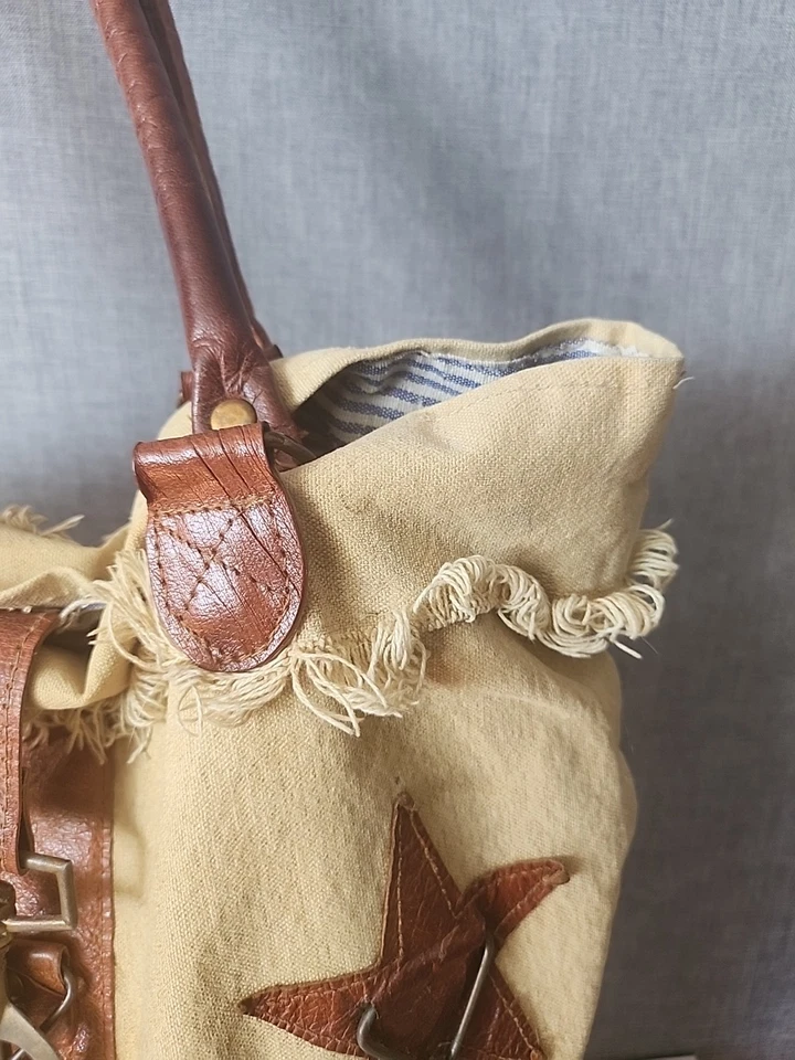 Bolsa tote grande Mona B de lona e couro - Imagem 4 de 4