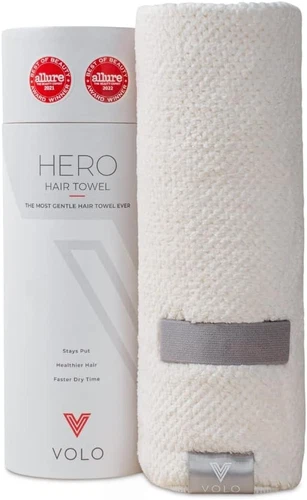 VOLO Hero Salt White Hair Towel | Ultra Soft, Large, Volo - Tube 