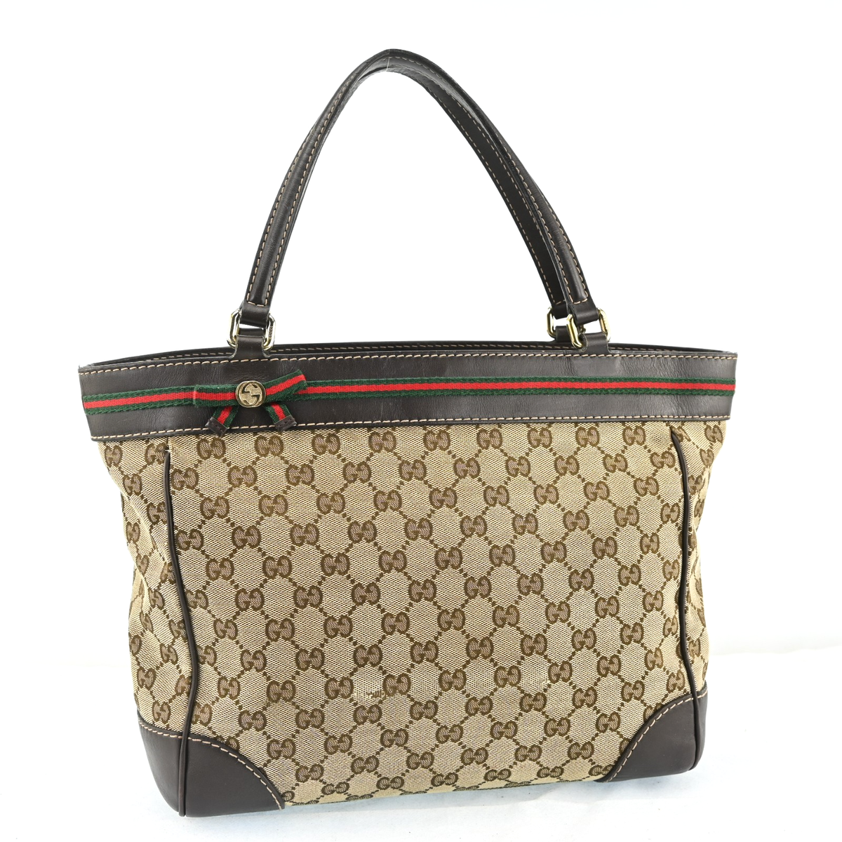 GUCCI Sherry Line GG Pattern Tote Bag Canvas Leather 257061 