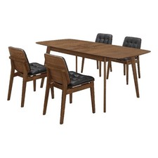 Pemberly Row 5 Piece 59-75" Extendable Dining Set with 4 Chairs in Walnut Brown
