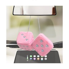 Rdxcv Pair Fuzzy Plush Dice For Car Mirror 3 Inch Couple 333 Inches Pink