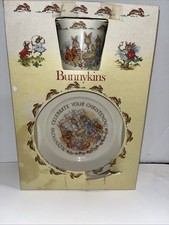 Royal Dolton Bunny skins Christening set Damaged box