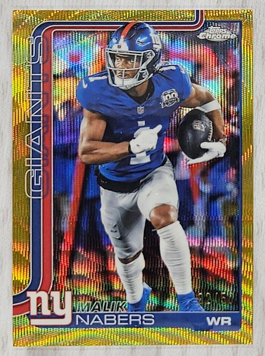 2025 Topps Chrome Football - Malik Nabers - Gold Wave Refractor #02/50 - #225