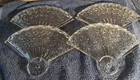 Set Of 4 Vintage Anchor Hocking Fan Shaped Snack Plates Daisy and Button Design