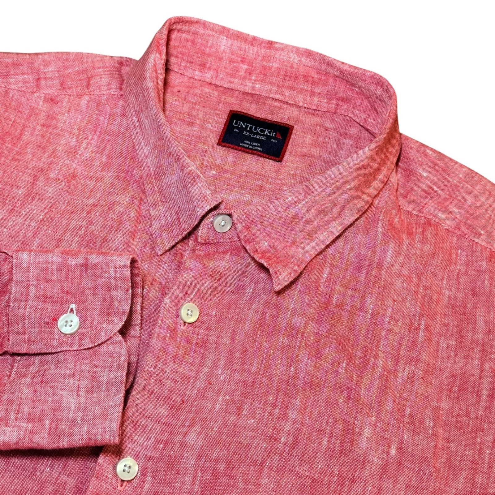 UNTUCKit Certan-De-May Red Linen Button Down Shirt Mens XXL Wrinkle Resistant