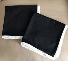 Michael Amini Set 2 Euro Pillow Shams Equinox Black  w/Ivory Edge 26x26