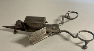 ANTIQUE CANDLE SNUFFER SCISSORS VICTORIAN PATENT c1850 Working spring.