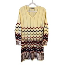Sportking Chevron Knit Boho Sweater Dress Size F1 XS S Retro Vintage Inspired