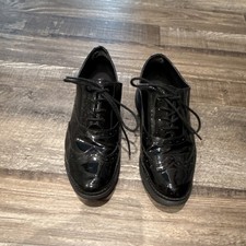 Original Grand Black Patent Leather Women’s Oxford Dress Shoes Brogue Lace Up