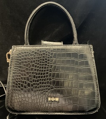 HOUSE OF WANT Newbie Satchel Bag Purse in Black W/Gold Hardware Removable Strap 