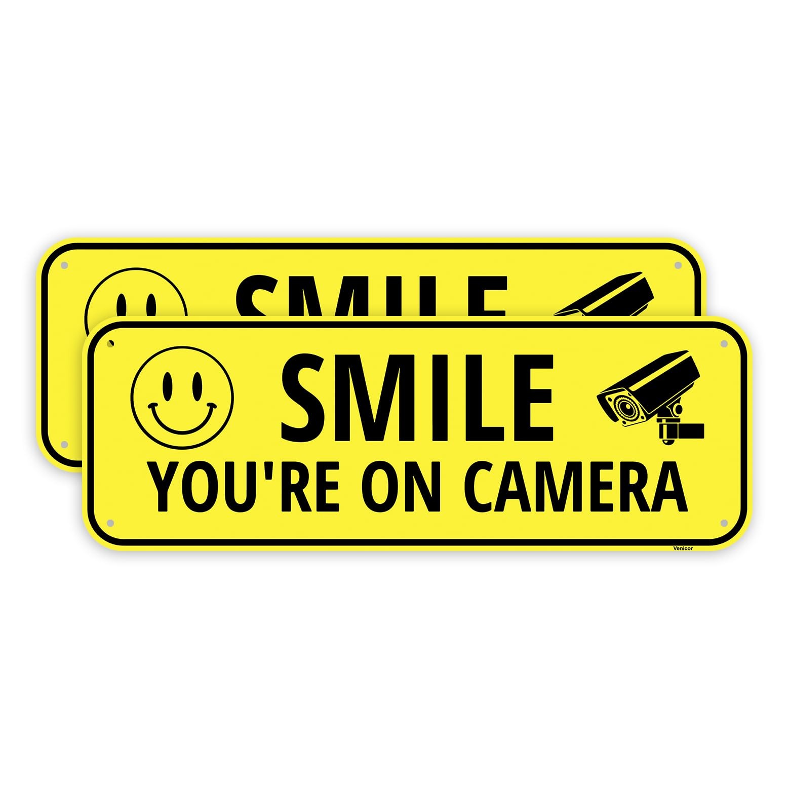 2PC Smile Your On 10 x 3.5 inches, You're Camera Sign 10" x 3.5"