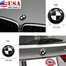 Set Of 2 Fits For Bmw Badge Emblem White Black Hood 82mmrear 74mm Newus