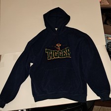 Vintage Disney Tigger Sweatshirt Mens LARGE BlueFleece Drawstring Hoodie Pockets