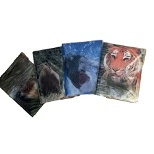 Set of Four Kittrich 3D Motion 2 Pocket Folders  Bear/Tiger/Whale/Hippo 
