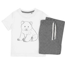 'Bear Cub Sitting' Kids Nightwear / Pyjama Set (KP053204)