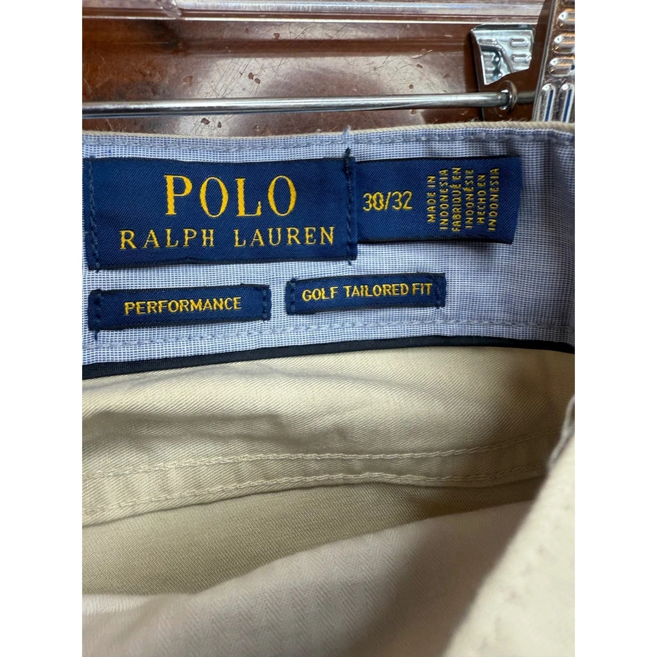 Pantalones chinos Polo Ralph Lauren para hombre caqui rendimiento golf ajuste a medida 30x32 Foto 3 de 4
