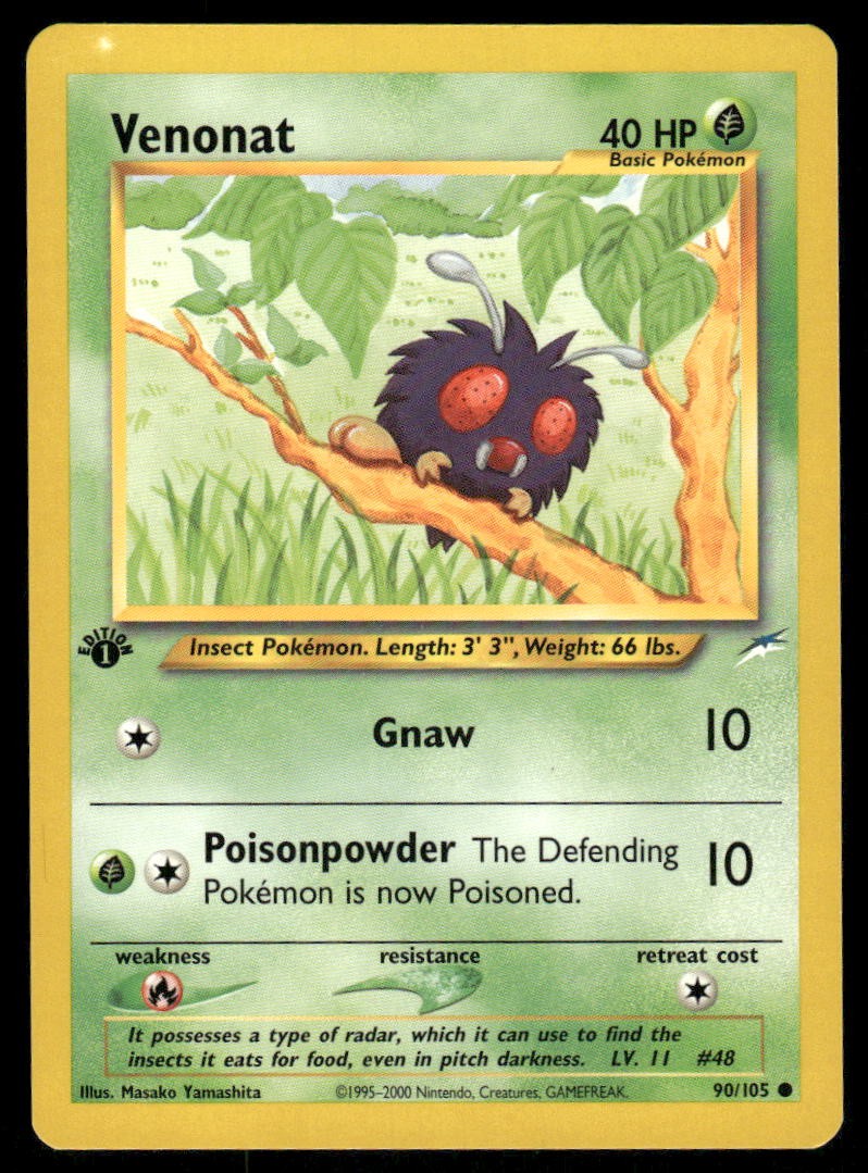 Pokemon Cards Venonat 90/105 1st Edition Neo Destiny WOTC Common LP *1